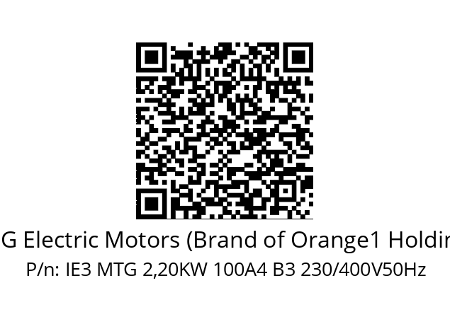   CEG Electric Motors (Brand of Orange1 Holding) IE3 MTG 2,20KW 100A4 B3 230/400V50Hz