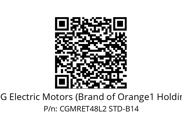   CEG Electric Motors (Brand of Orange1 Holding) CGMRET48L2 STD-B14