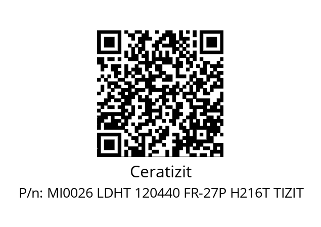   Ceratizit MI0026 LDHT 120440 FR-27P H216T TIZIT