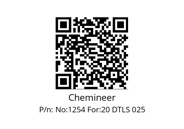   Chemineer No:1254 For:20 DTLS 025