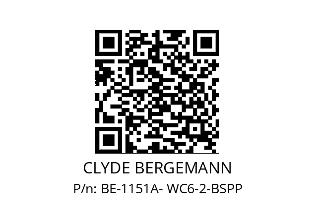   CLYDE BERGEMANN BE-1151A- WC6-2-BSPP