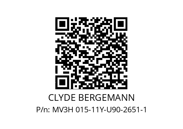   CLYDE BERGEMANN MV3H 015-11Y-U90-2651-1