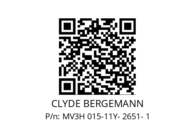   CLYDE BERGEMANN MV3H 015-11Y- 2651- 1