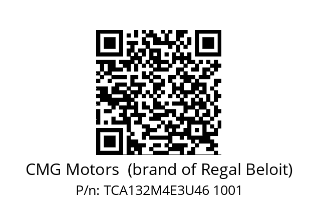   CMG Motors  (brand of Regal Beloit) TCA132M4E3U46 1001