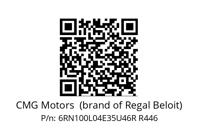   CMG Motors  (brand of Regal Beloit) 6RN100L04E35U46R R446