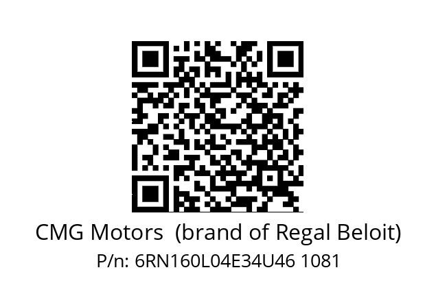   CMG Motors  (brand of Regal Beloit) 6RN160L04E34U46 1081