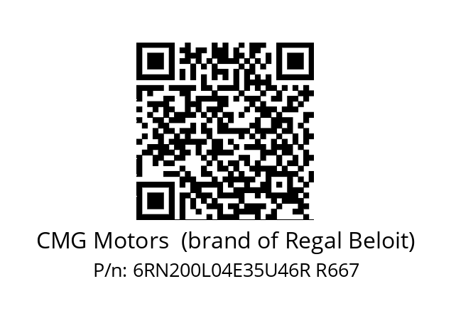   CMG Motors  (brand of Regal Beloit) 6RN200L04E35U46R R667