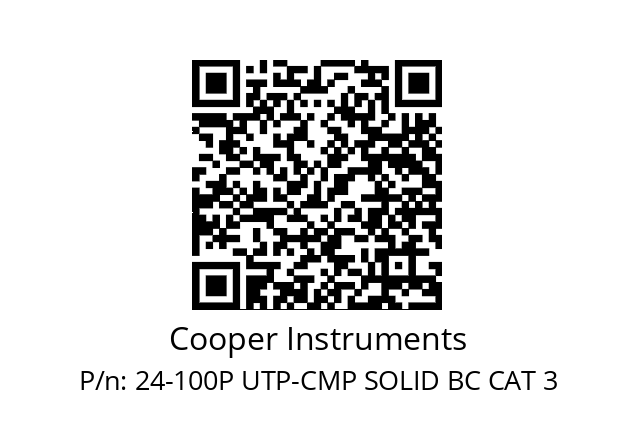   Cooper Instruments 24-100P UTP-CMP SOLID BC CAT 3