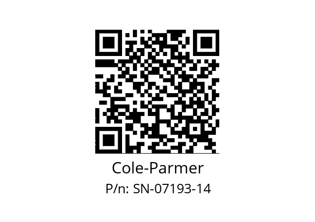   Cole-Parmer SN-07193-14