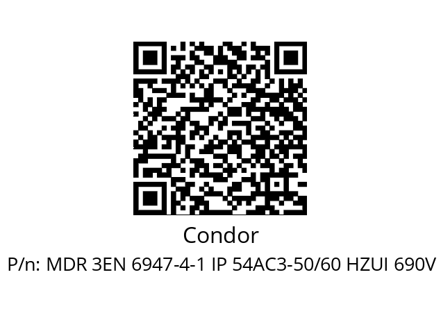   Condor MDR 3EN 6947-4-1 IP 54AC3-50/60 HZUI 690V