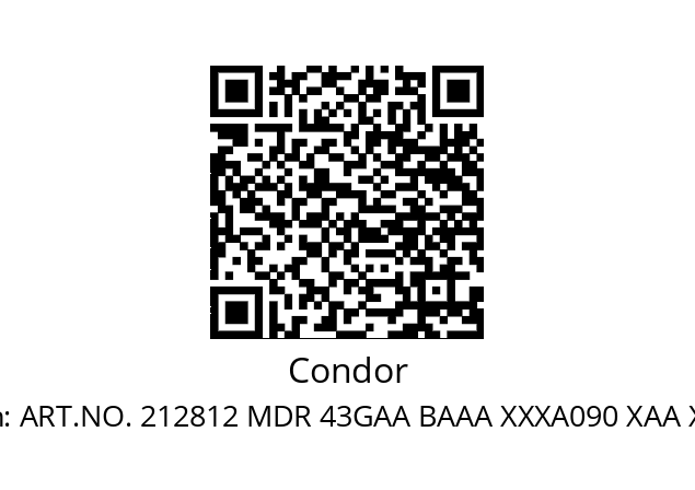   Condor ART.NO. 212812 MDR 43GAA BAAA XXXA090 XAA XXX