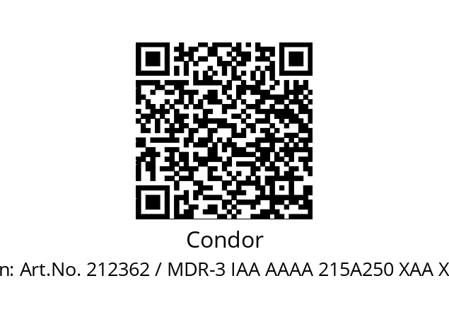   Condor Art.No. 212362 / MDR-3 IAA AAAA 215A250 XAA XXX