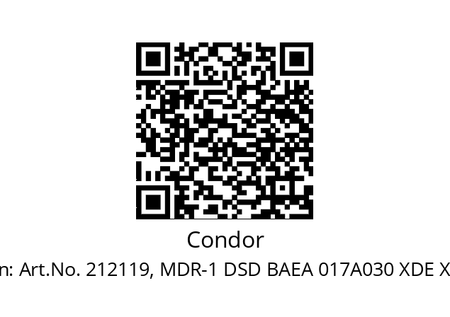   Condor Art.No. 212119, MDR-1 DSD BAEA 017A030 XDE XXX