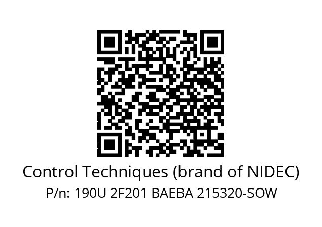   Control Techniques (brand of NIDEC) 190U 2F201 BAEBA 215320-SOW