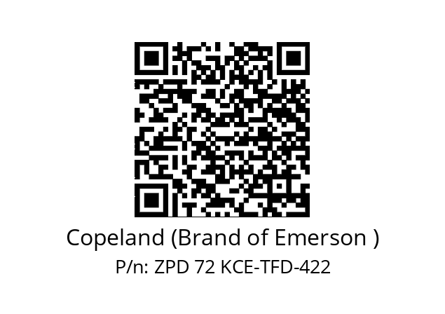   Copeland (Brand of Emerson ) ZPD 72 KCE-TFD-422