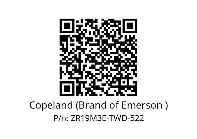   Copeland (Brand of Emerson ) ZR19M3E-TWD-522