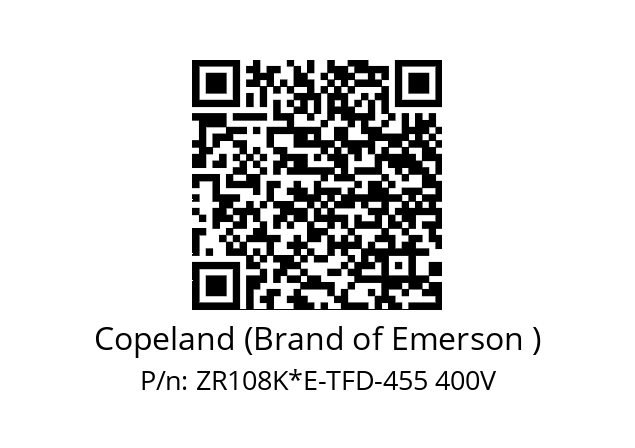   Copeland (Brand of Emerson ) ZR108K*E-TFD-455 400V