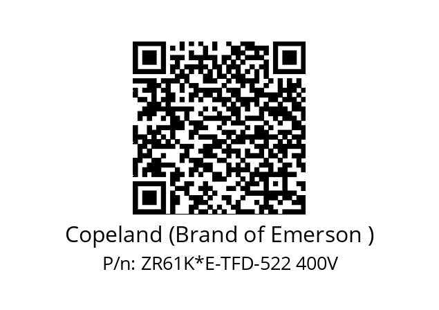   Copeland (Brand of Emerson ) ZR61K*E-TFD-522 400V