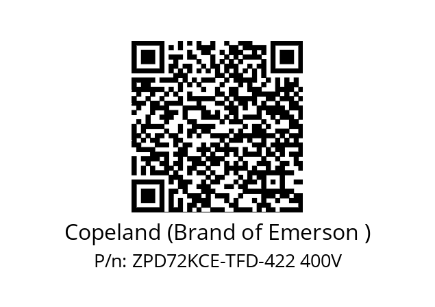   Copeland (Brand of Emerson ) ZPD72KCE-TFD-422 400V