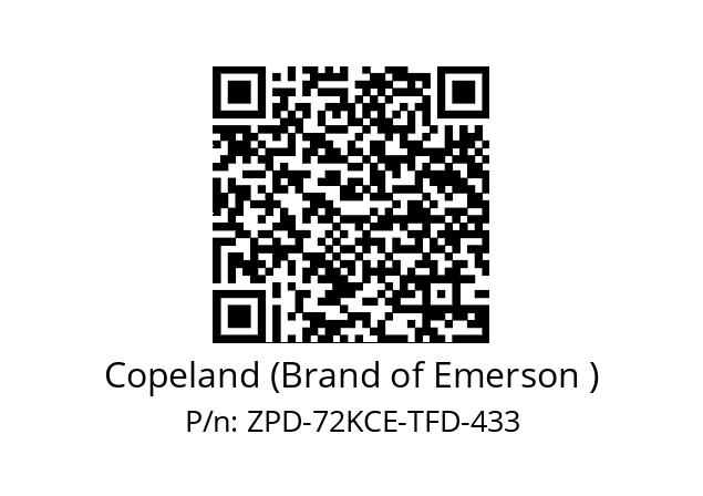   Copeland (Brand of Emerson ) ZPD-72KCE-TFD-433