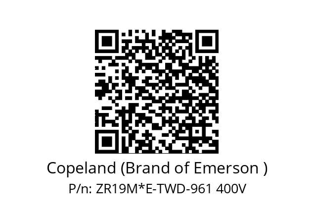   Copeland (Brand of Emerson ) ZR19M*E-TWD-961 400V