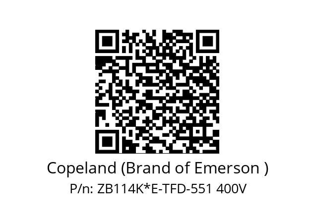   Copeland (Brand of Emerson ) ZB114K*E-TFD-551 400V