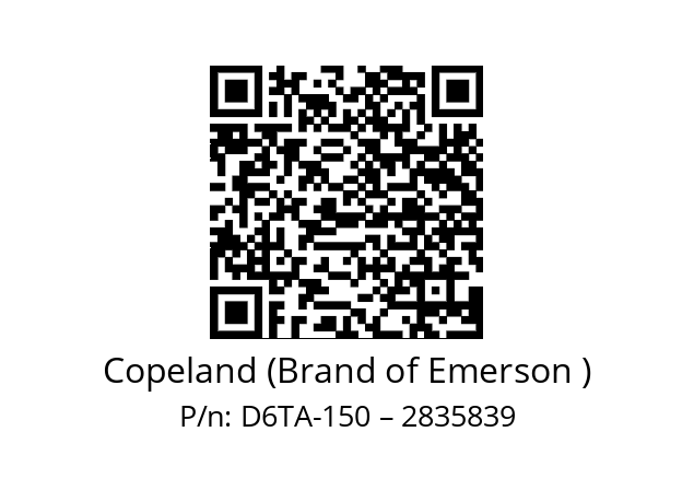   Copeland (Brand of Emerson ) D6TA-150 – 2835839