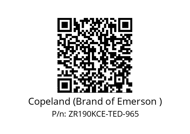   Copeland (Brand of Emerson ) ZR190KCE-TED-965