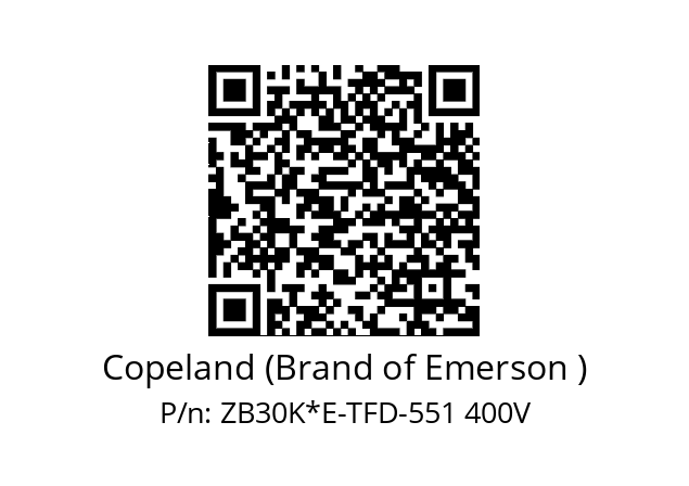   Copeland (Brand of Emerson ) ZB30K*E-TFD-551 400V