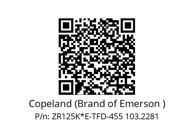   Copeland (Brand of Emerson ) ZR125K*E-TFD-455 103.2281