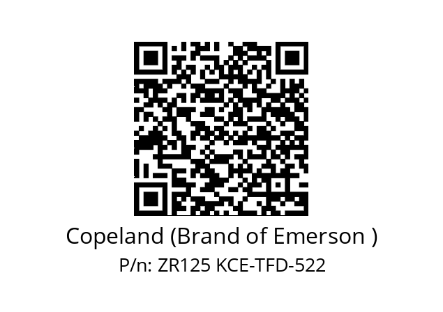   Copeland (Brand of Emerson ) ZR125 KCE-TFD-522