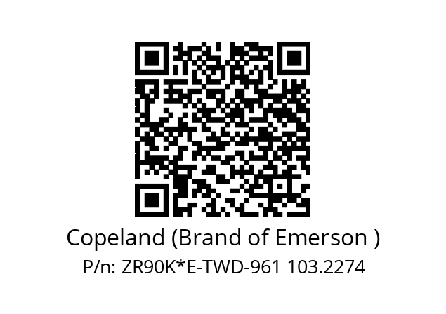   Copeland (Brand of Emerson ) ZR90K*E-TWD-961 103.2274