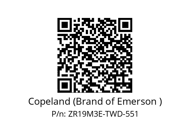   Copeland (Brand of Emerson ) ZR19M3E-TWD-551