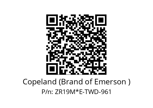   Copeland (Brand of Emerson ) ZR19M*E-TWD-961