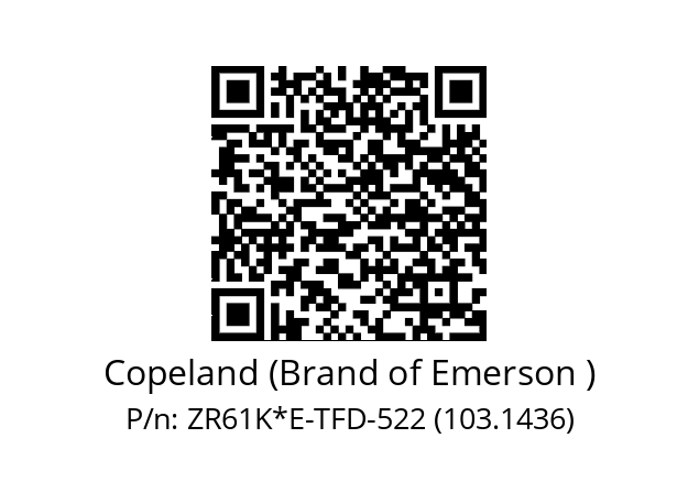   Copeland (Brand of Emerson ) ZR61K*E-TFD-522 (103.1436)