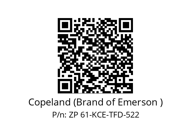   Copeland (Brand of Emerson ) ZP 61-KCE-TFD-522