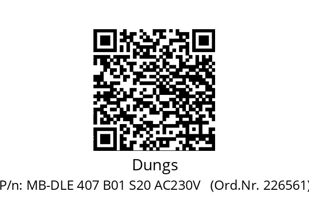   Dungs MB-DLE 407 B01 S20 AC230V   (Ord.Nr. 226561)