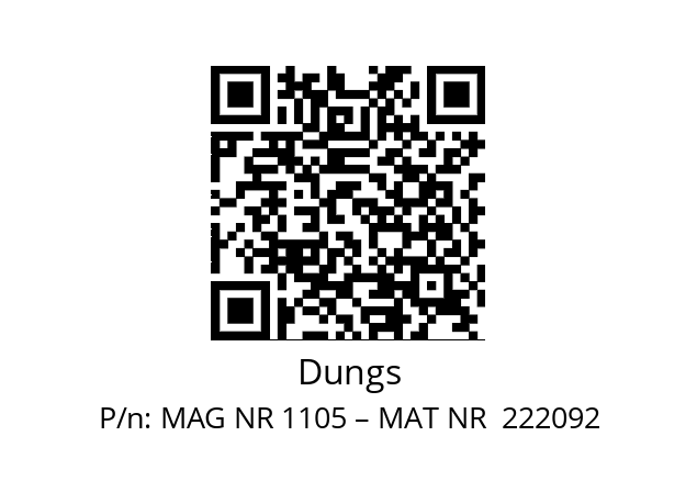   Dungs MAG NR 1105 – MAT NR  222092