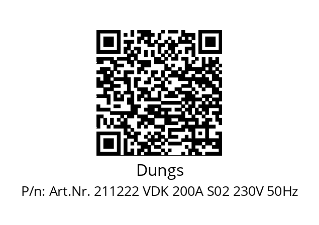   Dungs Art.Nr. 211222 VDK 200A S02 230V 50Hz