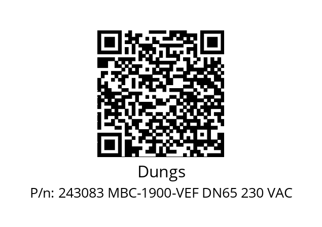   Dungs 243083 MBC-1900-VEF DN65 230 VAC