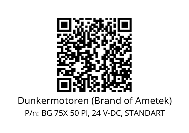   Dunkermotoren (Brand of Ametek) BG 75X 50 PI, 24 V-DC, STANDART