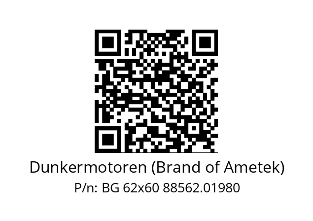   Dunkermotoren (Brand of Ametek) BG 62x60 88562.01980