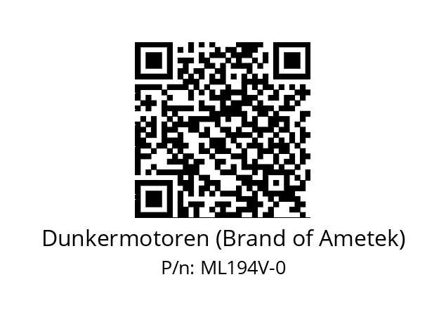   Dunkermotoren (Brand of Ametek) ML194V-0