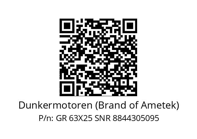   Dunkermotoren (Brand of Ametek) GR 63X25 SNR 8844305095