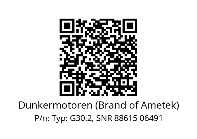   Dunkermotoren (Brand of Ametek) Typ: G30.2, SNR 88615 06491