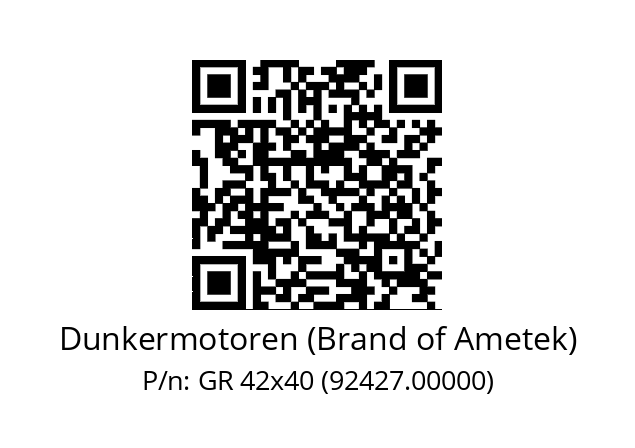   Dunkermotoren (Brand of Ametek) GR 42x40 (92427.00000)