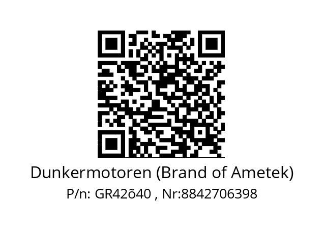   Dunkermotoren (Brand of Ametek) GR42õ40 , Nr:8842706398