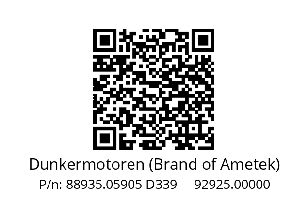   Dunkermotoren (Brand of Ametek) 88935.05905 D339     92925.00000