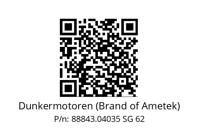   Dunkermotoren (Brand of Ametek) 88843.04035 SG 62