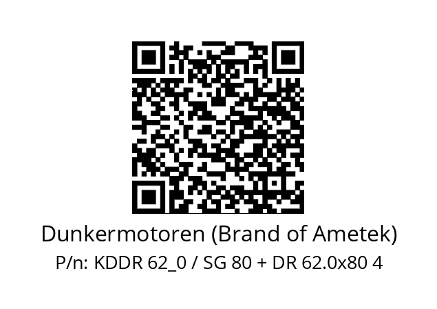   Dunkermotoren (Brand of Ametek) KDDR 62_0 / SG 80 + DR 62.0x80 4